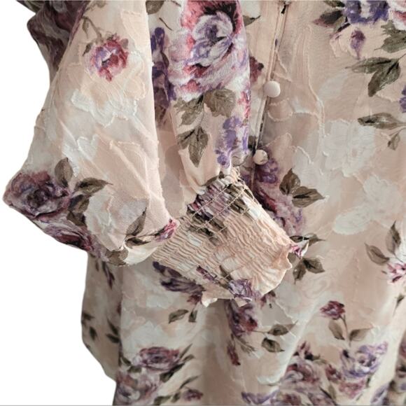 Joie Victorian Floral Print Long Sleeve Burnout Blouse Shirt Size Large New! - Picture 5 of 11